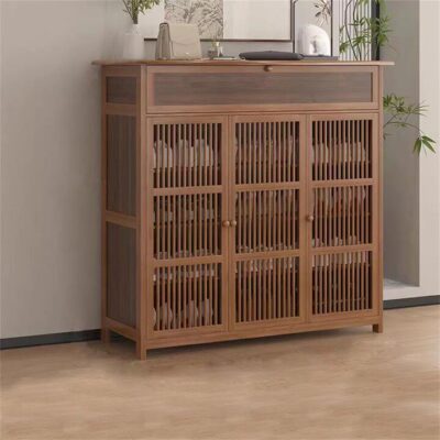 Wooden Shoe Rack XL 4 Tier 3 Doors Drawers Shelves Cabinet Organizer Wooden Shoe Rack XL 4 Tier 3 Doors Drawers Shelves Cabinet Organizer