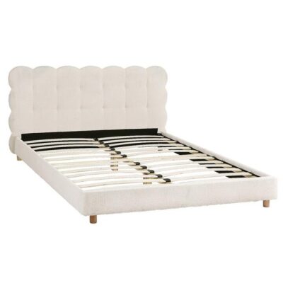 Artiss Double Bed Frame Cloud Headboard Boucle Fabric Mattress Platform Base White