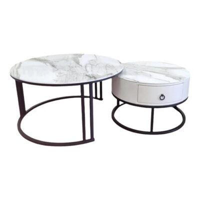 Snowy Mountain Faux Modern Marble Slate Nesting Coffee Table Set Leather Wrapped Wood Drawers Snowy Mountain Faux Modern Marble Slate Nesting Coffee Table Set Leather Wrapped Wood Drawers