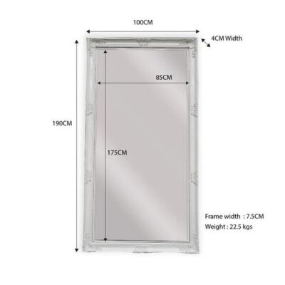 French Provincial Ornate Mirror – WHITE – X Large 100cm x 190cm French Provincial Ornate Mirror - WHITE - X Large 100cm x 190cm