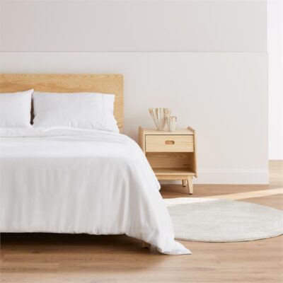 Ecosa Bamboo Bedding - Fitted sheet / Super King / White