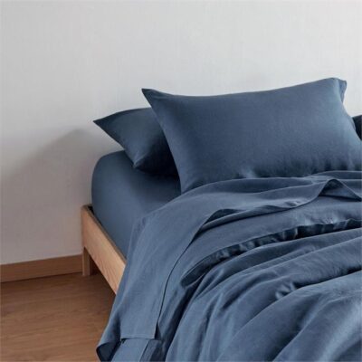 Bamboo Flax Linen Bedding - Sheet set / King Single / Storm / Linen–Bamboo Blend